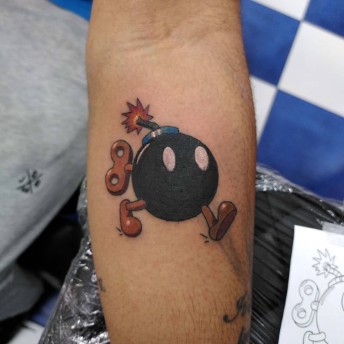 Had a real blast tattooing this Bob-omb today :) #mario #supermario #supermariobros #bobomb #cute #c