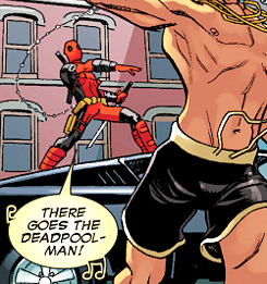 galaxyjunkyard:  commanderrogers: Deadpool #8  Spider-Man’s theme has nothing on