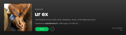 playlist update.spotify: bellaSINCE THIS POST SOME OF THE NAMES HAVE CHANGED