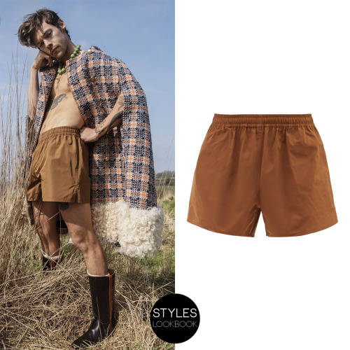 In this shot for Better Homes & Gardens, Harry is wearing Molly Goddard Spring 2022 shorts. Phot