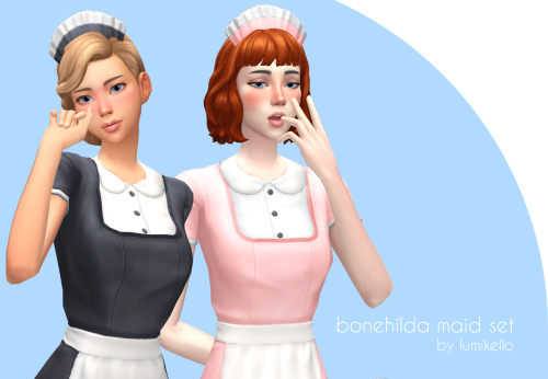 cloudcat:Bonehilda Maid SetAfter a break from Sims 4 I’m slowly getting back to making some CC