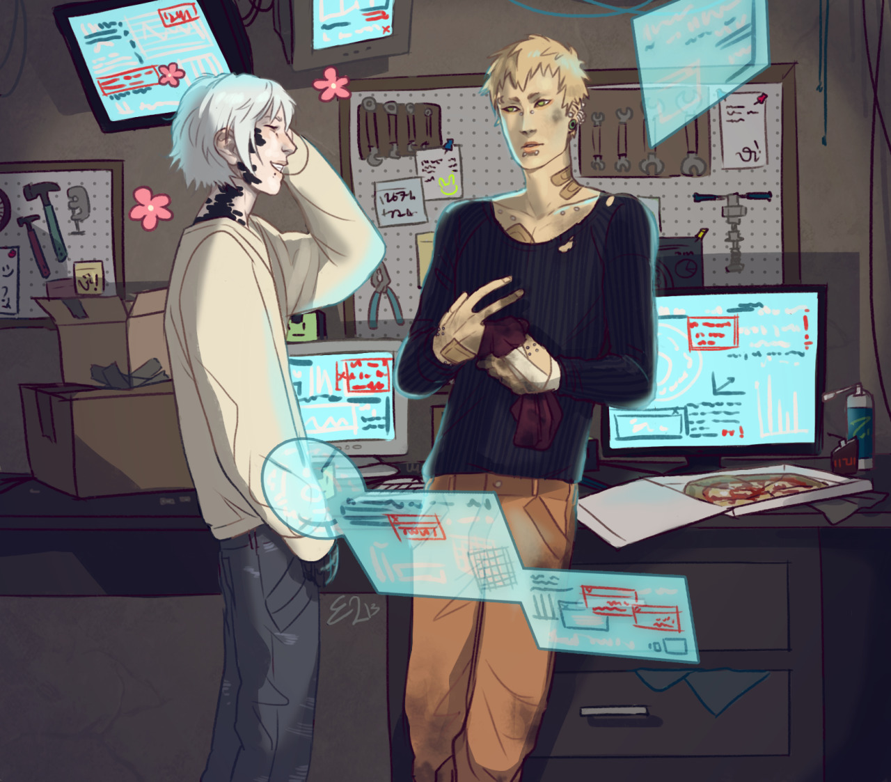quesozombie:  au where noiz is a mechanic who finds and repairs a broken clear, they