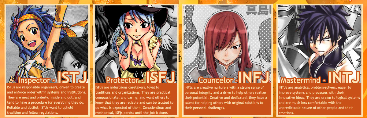 kittyichooseyou:  Who are you in Fairy Tail? Myers Briggs Personality Test Version