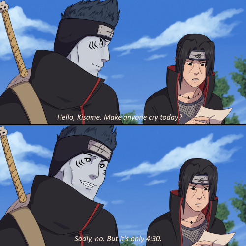 vanthedork:Incorrect quotes ft. Itachi and Kisame.I’m trying to gradually post my art here, bu