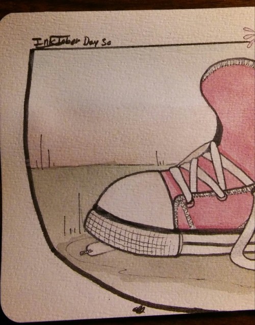 Inktober day 30. One day left. Finally. Found and red shoes. Caught red handed. Ba dum tss