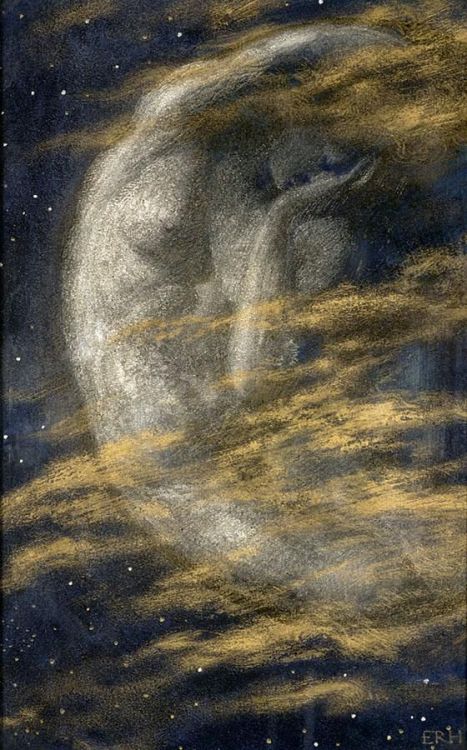 pre-raphaelisme: The Weary Moon by Edward Robert Hughes, c. 1900.
