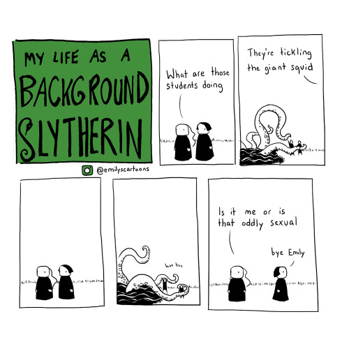 emilyscartoons:Background Slytherin Part IIThe story so far, continued (click here for Part I)I have