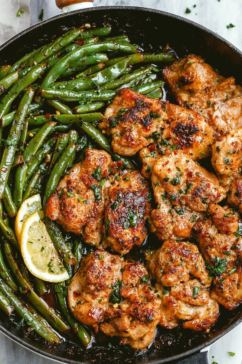 verticalfood:Lemon Garlic Butter Chicken and Green Beans Skillet
