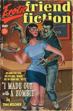 kaylapocalypse:  ohmycoffeeandpie:   Stephen Andrade “Erotic Zombie Friend Fiction (Vintage Pulp Edition)” Print    This is so cool