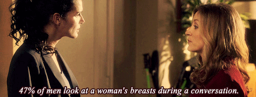 rizzoli-isles1:  200% of Maura looks at Jane’s breast during conversation. 