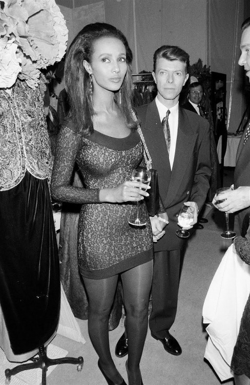 Musician David Bowie and model Iman attend Seventh on Sale AIDS Benefit on November 29, 1990 at the 