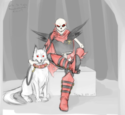 sparkleee-sprinkle:  2EDGY UNDERFELL PAPYRUS &amp; ANNOYING DOG SKETCHi aint promisin shit about finishing this tbH especially the bg?i just wanted to draw him again and also dumb Underfell annoying dog but idk how to draw a dog so???? also i cant decide