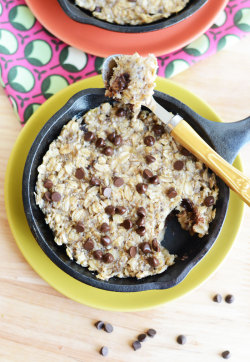 im-horngry:  Vegan Single Serving Desserts - As Requested! XChocolate Chip Oatmeal Skillet Cookie!