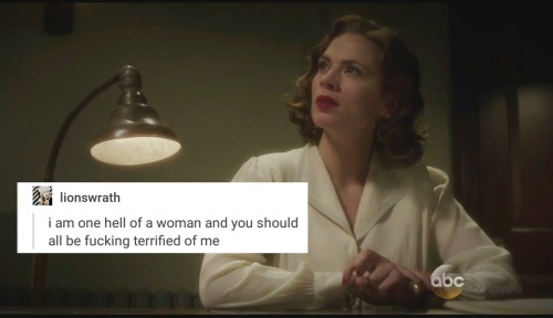 harleynquinzel: Peggy Carter + text post meme (✿◕u◕)