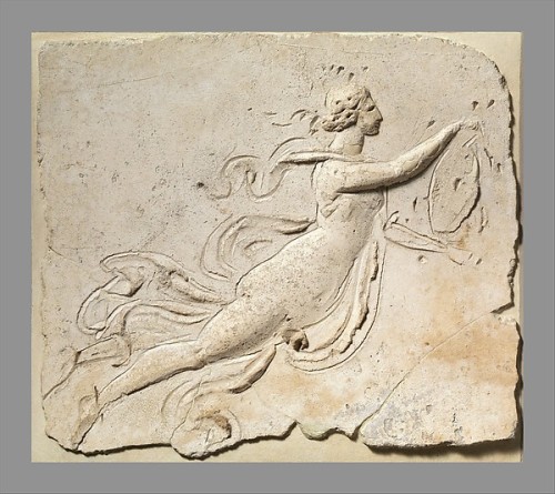 Maenad holding a tympanum (like a tambourine)Roman, 2nd half of 1st century A.D.In the Metropolitan 