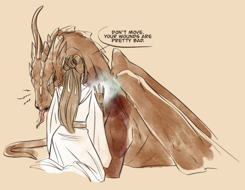 Bunch Of Doodles Made For A XueXiao Event On Twitter! Fantasy AU Month So Here Dragon!Xue And Whitemage!Xiao