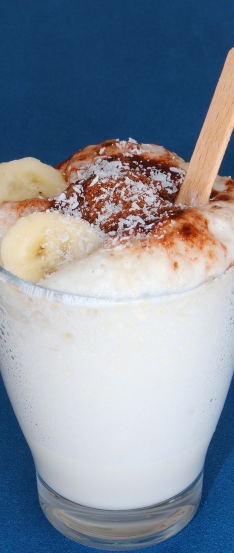 Banana Milkshake With Chocolate Powder And Shredded Coconut Recipe