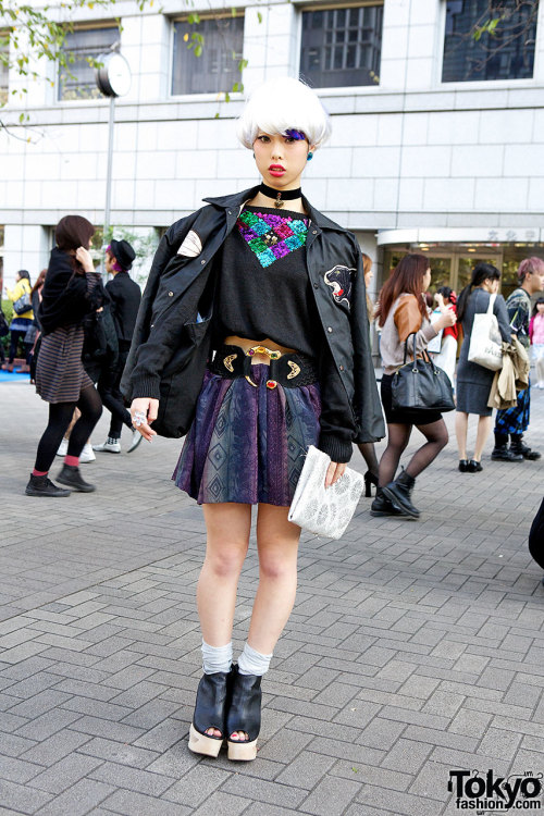 Stylish 17 year old w/ handmade items &amp; Jeffrey Campbell booties in Shinjuku. She&rsquo;s on Twi