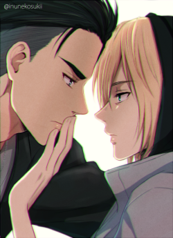   Otabek Altin (Kazakhstan) &amp; Yuri Plisetsky (Russia) of Yuri!!! On IceBy Lena_レナ || Pixiv || Shared with permission from artist  