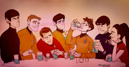 Bones decided to sneak out some Romulan Ale for Chekov’s 21st birthday gathering. Scotty think