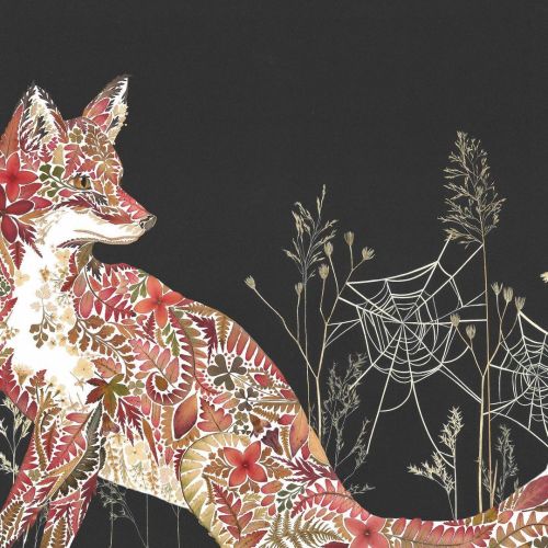 Fox in the Night by Helen Ahpornsiriincluding pressed flowers and cobwebs made out of grass blades 