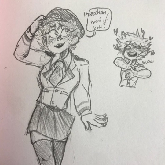 dekyboi:  So I have this AU where Fem!Izuku is Katsuki’s girlfriend. And instead of getting into U.A. he isn’t accepted but get into Shiketsu instead where he’s friends with Inasa and Camie.A little OOC because he never bullied Izuku and is somewhat
