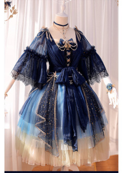 lolita-wardrobe:  NEW Release: 【-Under the Starry Sky-】 #Constellation Themed Lolita OP Dress◆ Shopping Link &gt;&gt;&gt; https://lolitawardrobe.com/fantasy-mirror-under-the-starry-sky-vintage-classic-lolita-op-dress_p5076.html
