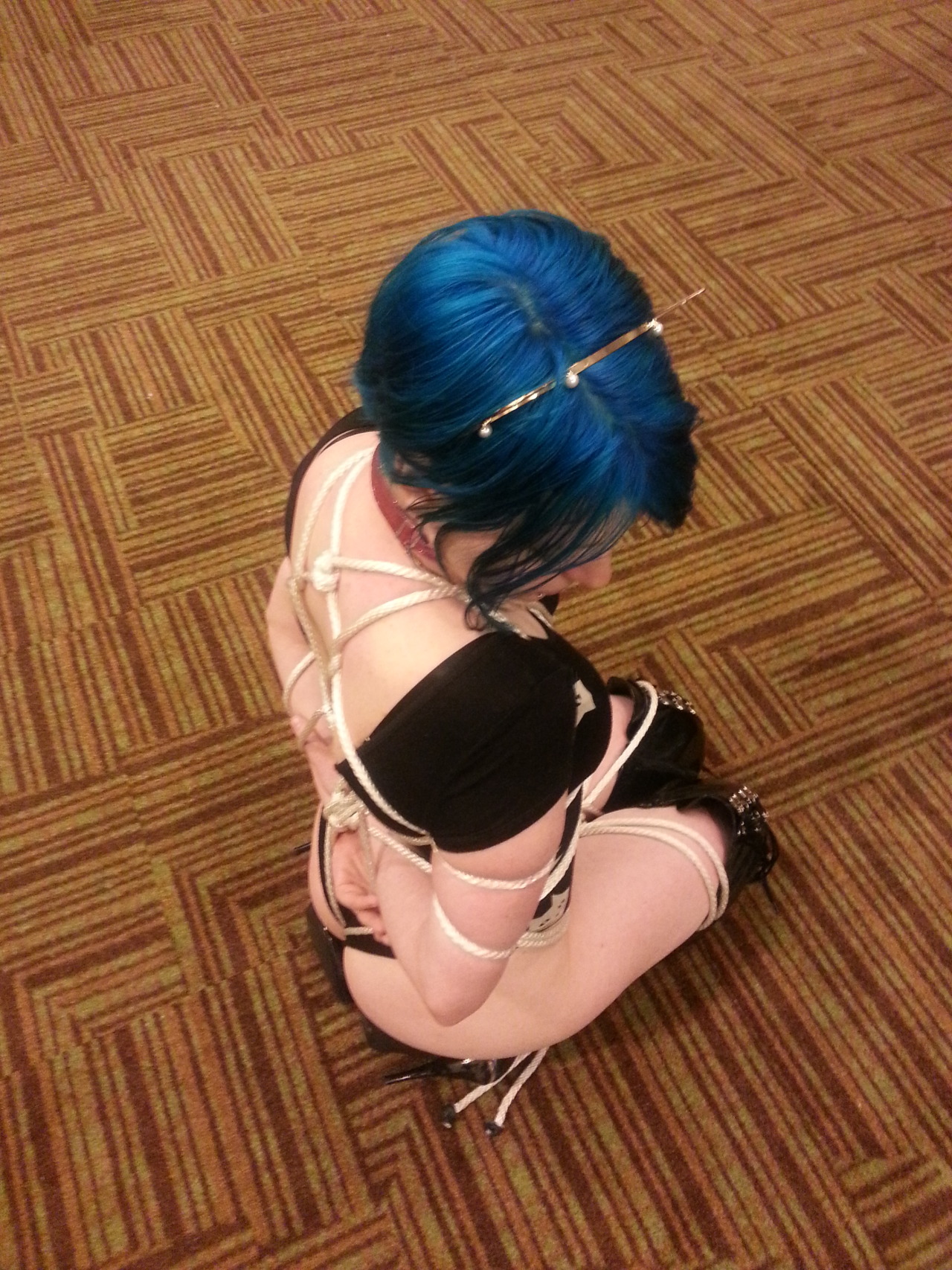 merrymiaow:  beginning of a rope scene last night! AND IT WAS KITTY DAY. 