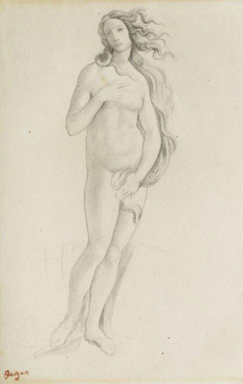 amare-habeo: Edgar Degas (French, 1834 - 1917)  Venus (after  Botticelli), 1859 Pecil on p