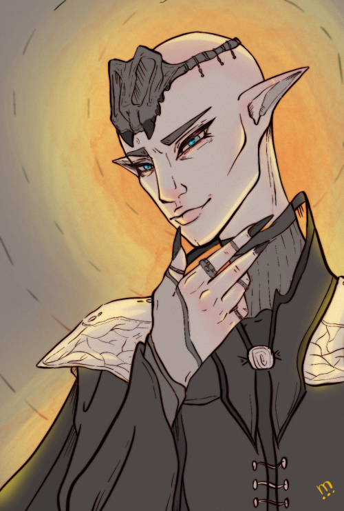 Not drawing for 2 months and then: animu Solas.Maybe one day I will color it, but for now I’m 