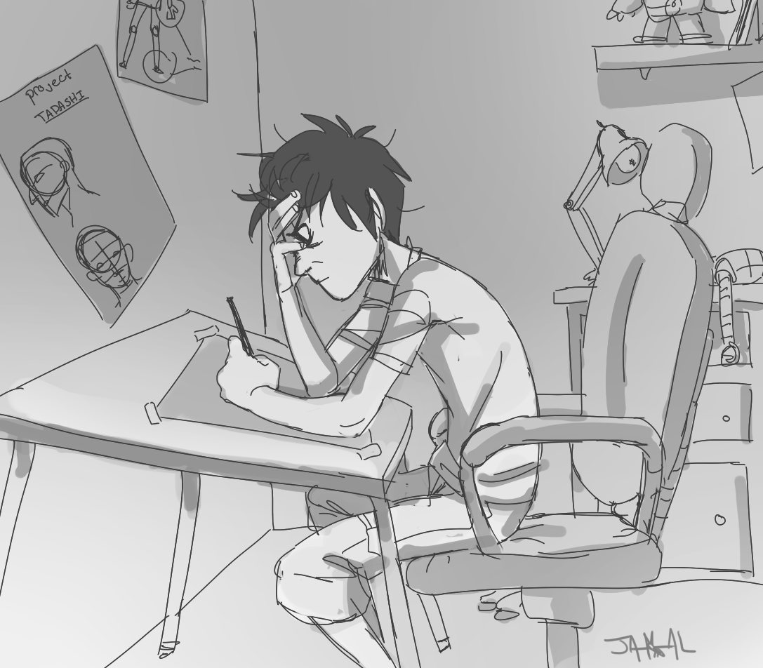 cacklingjackal:  really rough sketch cuz i needed practice on backgrounds because