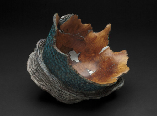 Spiral Bowl 2 by Christophe NanceyHeather root with pewter inlay and some parts patinated with pigme