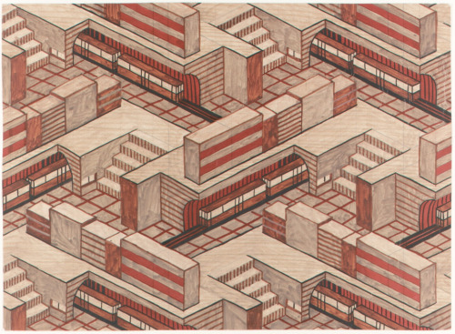 Léna Berger (1906-1981), Textile Design for “Metro”, Bauhaus, 1932. Gouache, graphite an