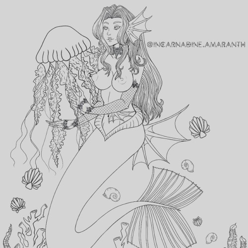 Mermaid lineart! A couple of adjustments will be made before I start the flats, but here is a little
