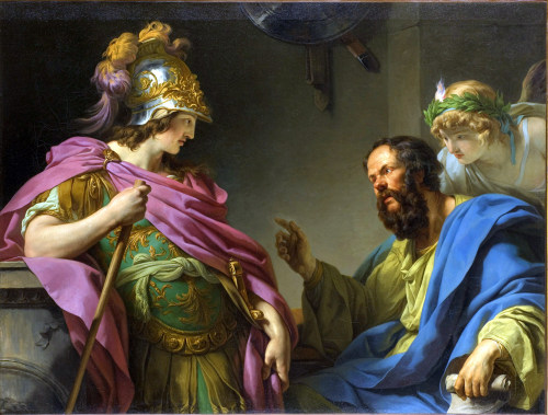 didoofcarthage:Alcibiades Being Taught by Socrates by Francois-Andre Vincent 1777Musee Fabre 