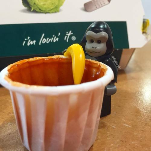 Dipping banana, the newest &ldquo;dessert&rdquo; that my #GorillaSuitGuy has created . #lego