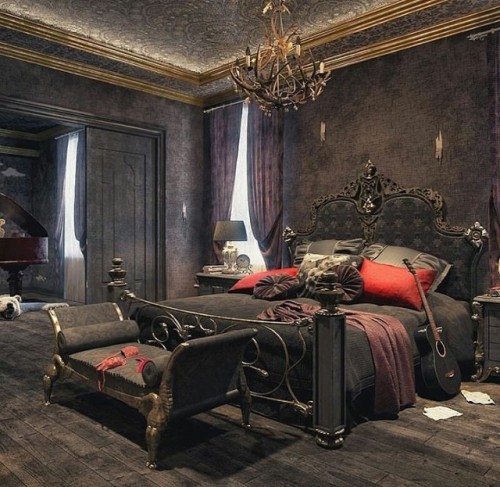 spookyloop:xbunnyclawsx:Credit?Gothic Bedroom by Rmt-studios(Source)