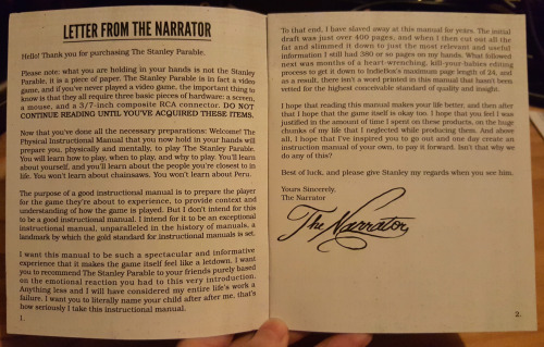 petridishee:The Stanley Parable IndieBox (2 / 3)Here’s the first half of the instruction manua