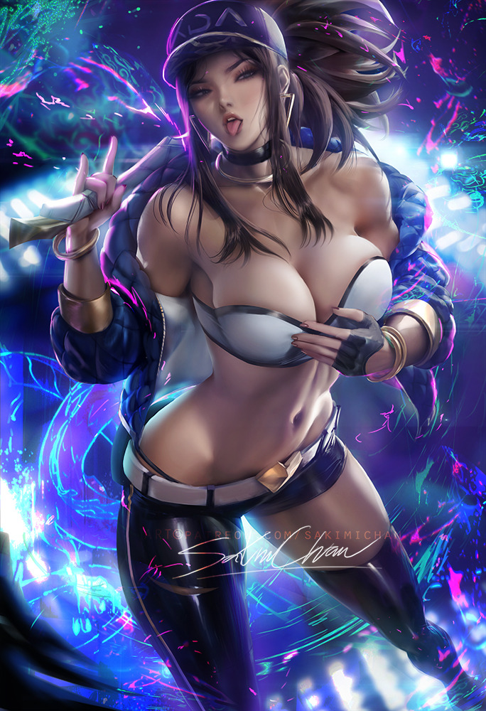 sakimichan: Continuing off of the K/DA series : #KDAAkali ! I did a few variation