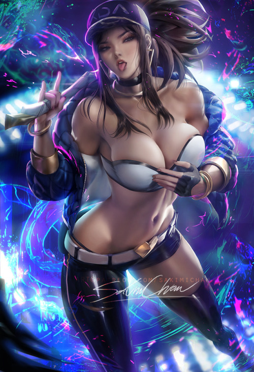 sakimichan: Continuing off of the K/DA series : #KDAAkali ! I did a few variation  for her :3 going for a cool/sexy vibe.  sfw/nsfw psd,hd jpg, video  process etc-https://www.patreon.com/posts/22856797  