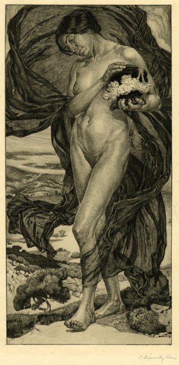 hildegardavon:Sigmund Lipinsky, 1873-1940Pandora (A female nude standing full-length with drapery bi