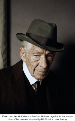  The first look of Ian McKellen as Sherlock Holmes in the film adaptation of Mitch Cullin’s, ‘A Slight Trick of the Mind.” [x] Want to know more about the story? We interviewed the author in June. You can listen [HERE].  It is 1947, and the long-retired