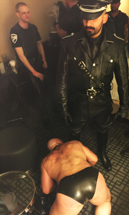 slaveforlabor: slave ordered by Master @cigarguy33  to lick Sir @leatherguy818‘s boots cl