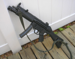 gunrunnerhell:  H&amp;K MP5A2 In spite being over 40 years old, the MP5 is still issued and fielded by countless law enforcement agencies and military forces. The problem is not so much it’s design but it’s caliber. 9x19mm is becoming somewhat anemic,