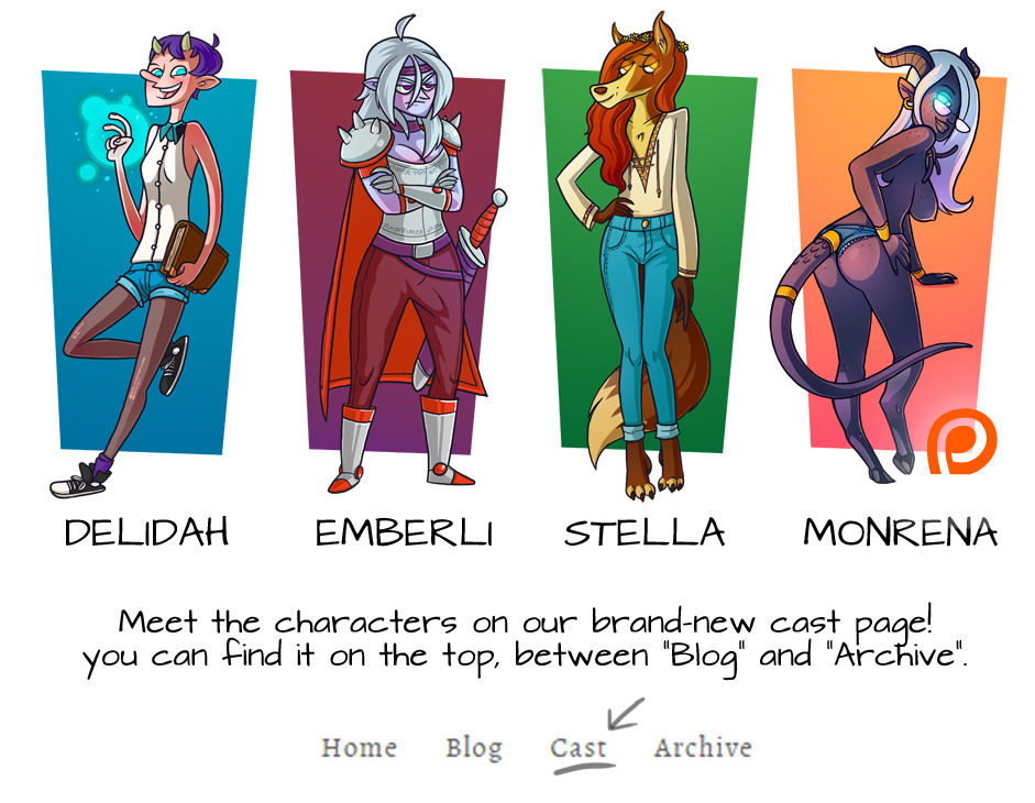 A brand-new cast page appears!It has a description of every character that gives