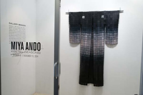 miyaando: “Formal Kimono”, 60 x 48 inches, Hand Dyed Anodized Aluminum, Blackened Steel,