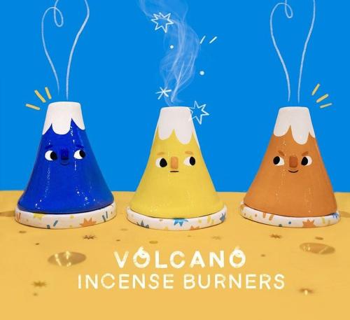 sosuperawesome:Volcano Incense Burners / Caterpillar Paintbrush HoldersOcean Hughes Art on Etsy