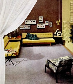 theniftyfifties:  1951 living room design. 