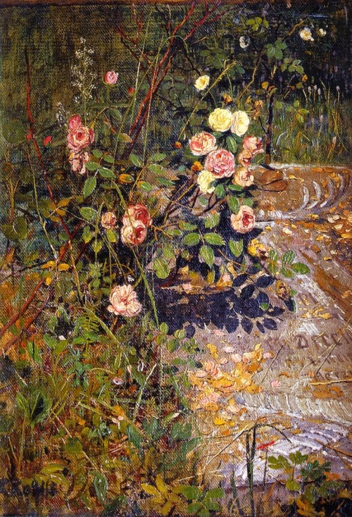 huariqueje:Rose-Bush and Headstone  -  Christian-Rohlfs , 1890German, 1849-1938NordseeMuseum Hausen 