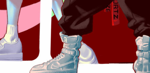 nyatcat: heres a crop of my piece for the @hnkfashionzine I had a lot of fun and i love SF AF1s 